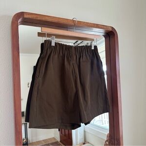 6 Pence Casual Shorts Brown Elastic Waist Pull On Pockets Summer Womens XS/S